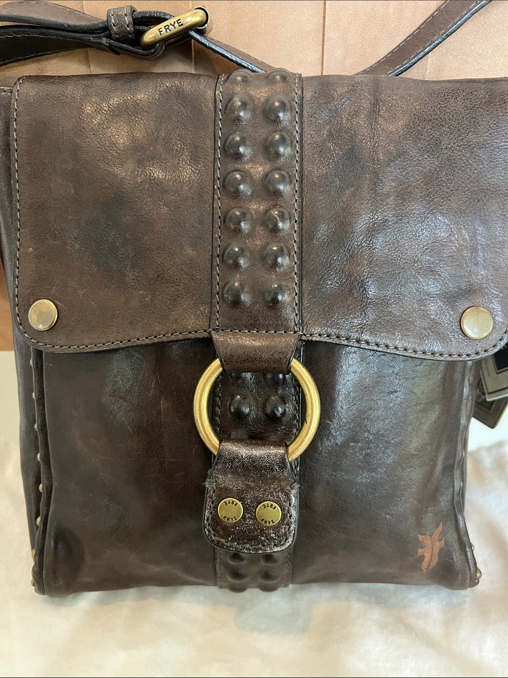 Rare Vintage Frye Roxanne Crossbody Bag Grey/Brown EUC - Picture 3 of 12